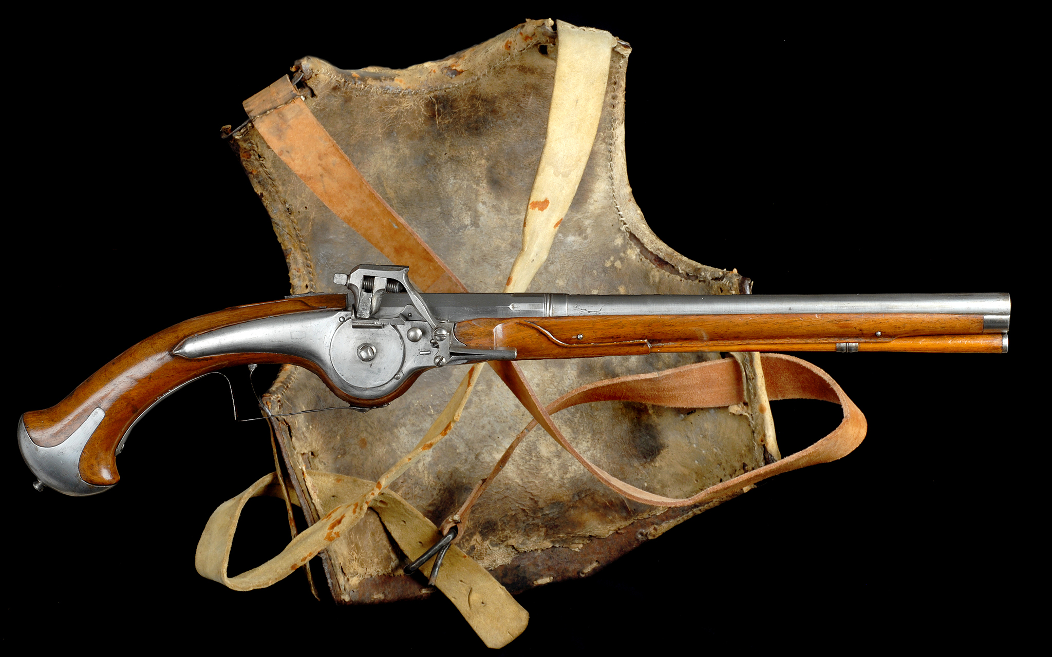 Harnesk och hjullåspistol från tiden för slaget vid Lund – 1670-tal. Visas i utställningen Vapen – Makt över liv på Kulturen i Lund