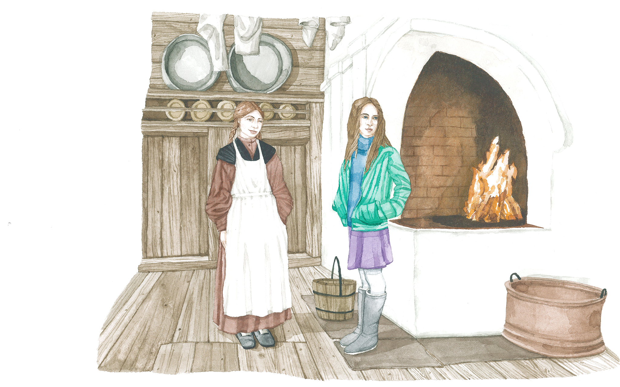 Barn från 1800-talet och nutid möts i Blekingegården.