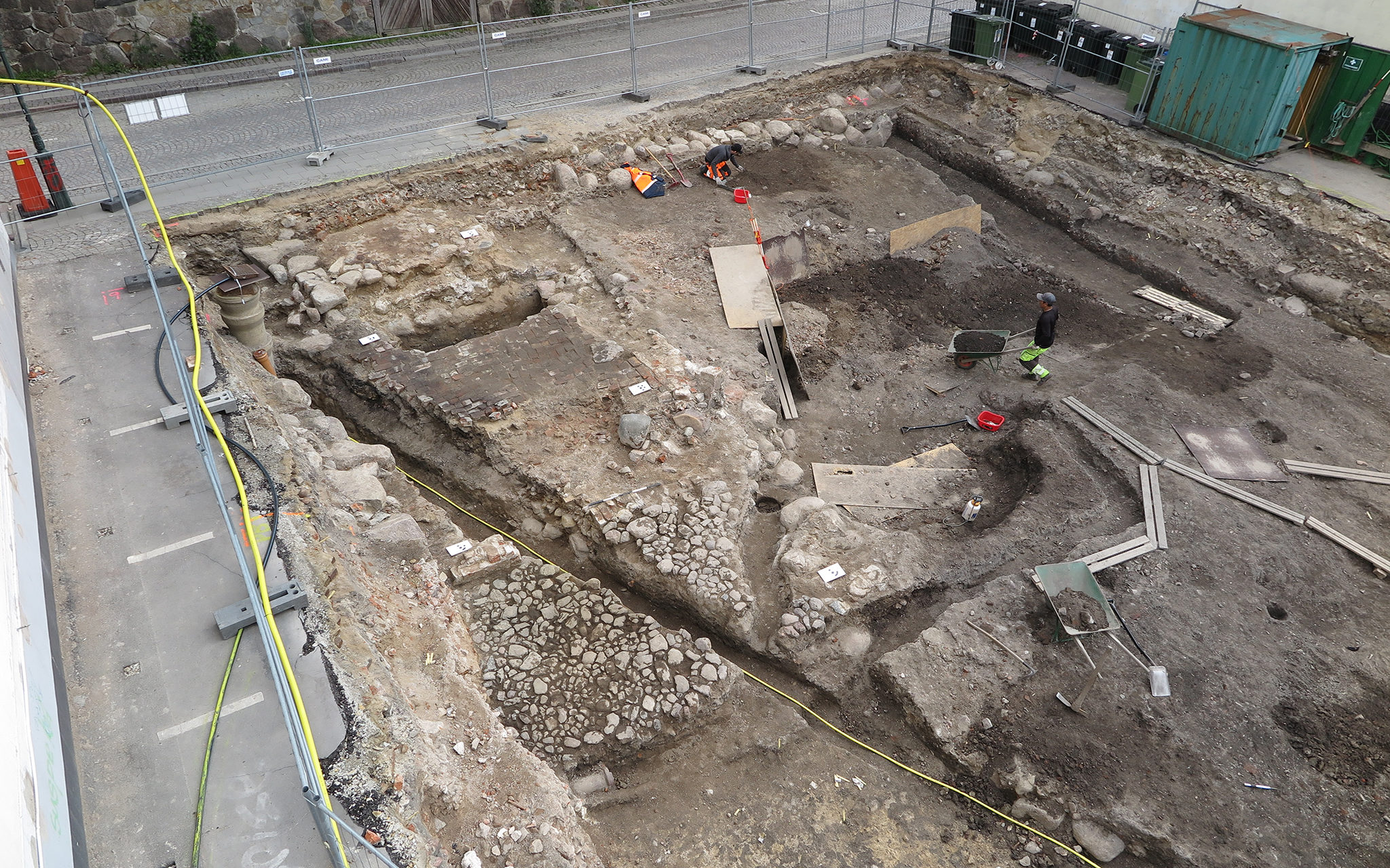 Arkeologisk undersökning i kvarteret Sankt Mikael i Lund 2019. Foto: Kulturen.
