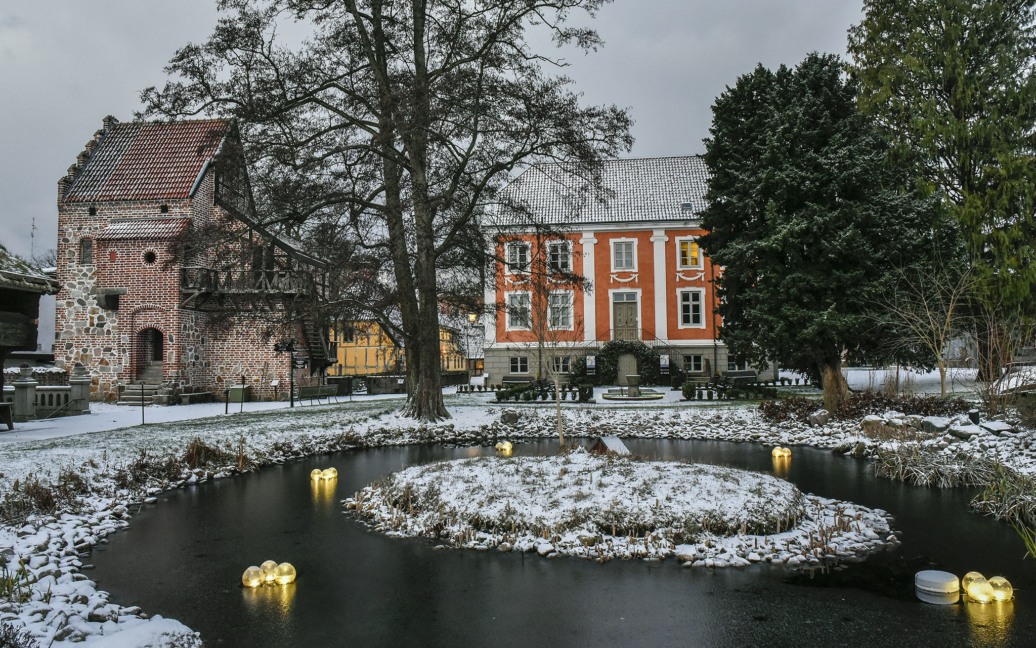 Vinter i friluftsmuseet på Kulturen i Lund. Foto: Viveca Ohlsson, Kulturen