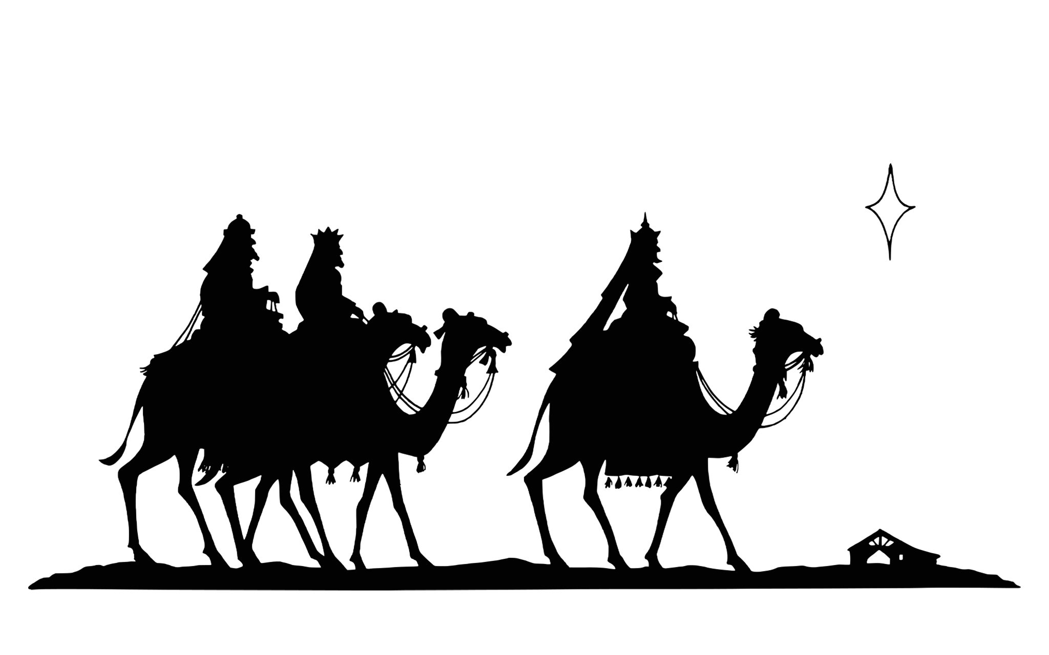 De tre vise männen följer stjärnan. Illustration från pixabay.com