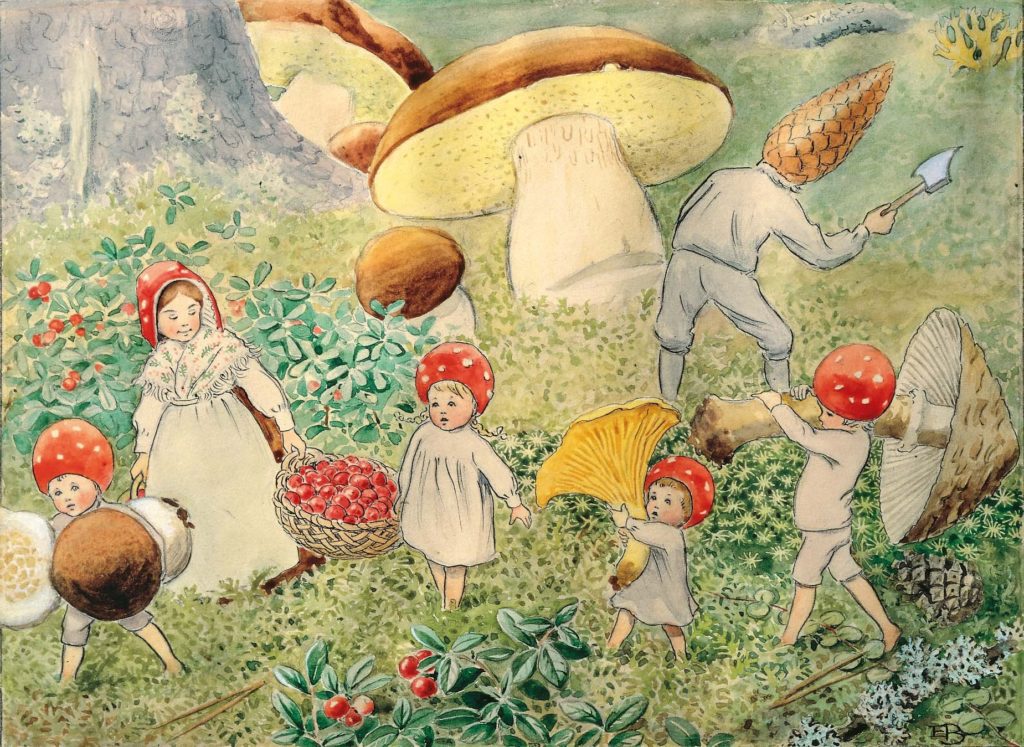 Illustration Elsa Beskow, ur Tomtebobarnen.