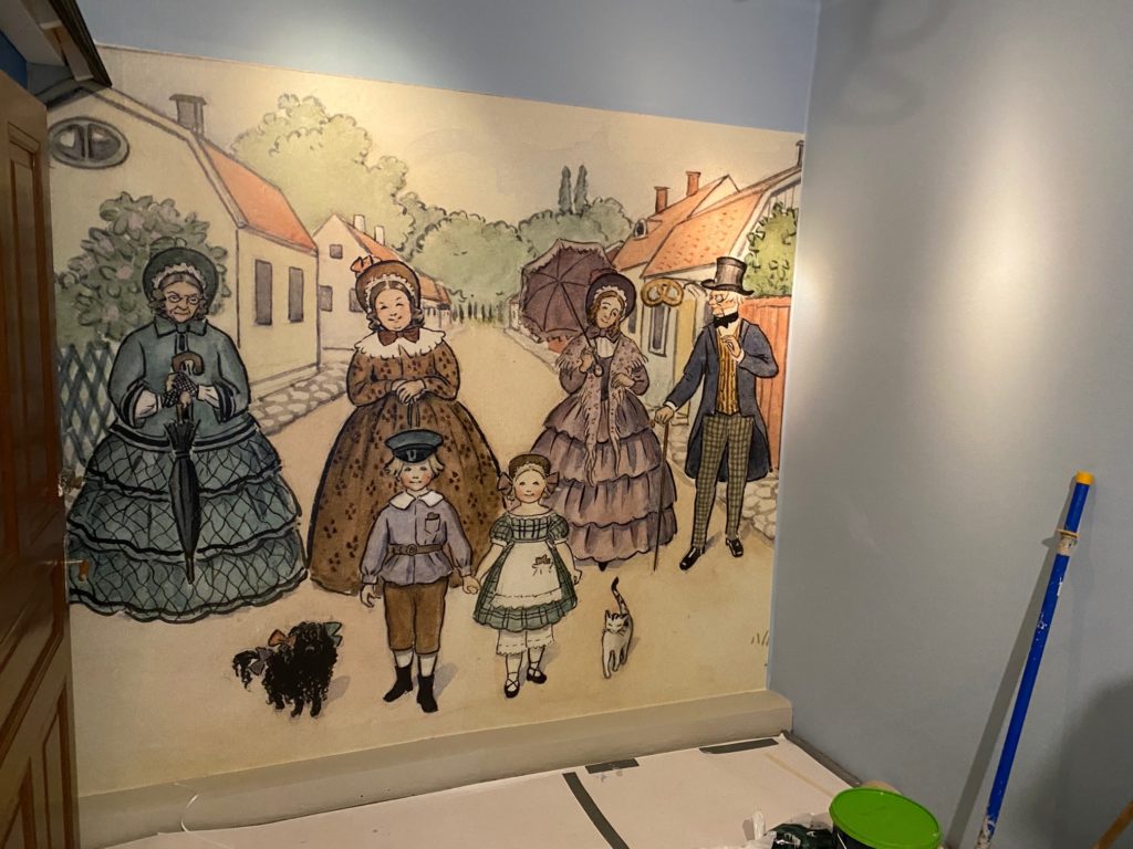 Uppsättning av Elsa Beskow-illustration i storformat i vår kommande lekutställning Elsa Beskows sagovärld. Foto: Rickard Öhman, Kulturen