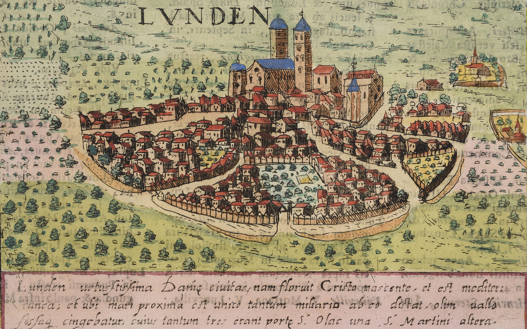 Kopparstick från 1580-talet, den äldsta kända bilden av Lund. Reprofoto: Viveca Ohlsson/Kulturen
