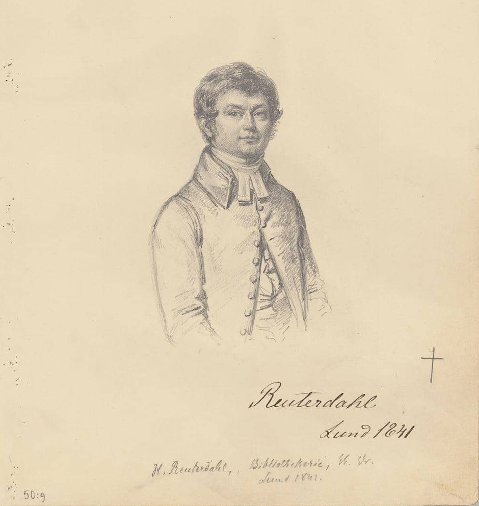 Henrik Reuterdahl år 1841, en blyertsteckning gjord av Maria Röhl. Från Kungliga bibliotekets arkiv.