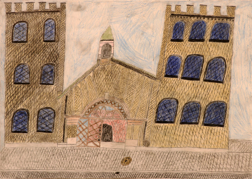Katedralskolan i Lund. Teckning av Roger Marmdal. 