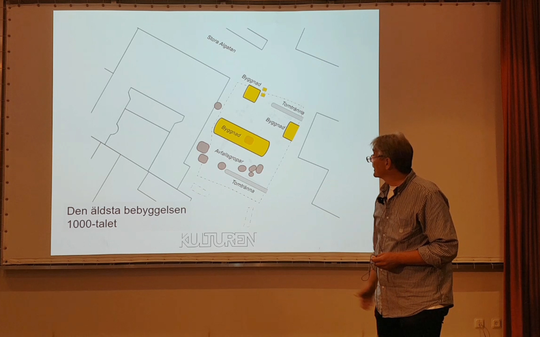 Från livestreamat föredrag om den arkeologiska undersökningen i kvarteret Sankt Mikael i Lund