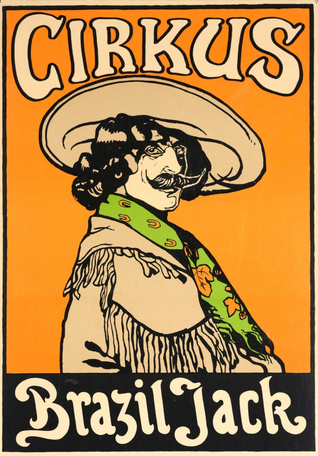 Affisch för Cirkus Brazil Jack. Reproduktion från Cirkusakademiens samlingar